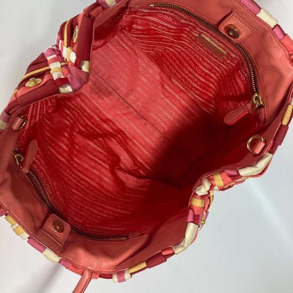 PRADA BN1653 Multicolore Logo braid Shoulder Bag Tote Bag Handbag Shoulder Bag - Picture 13 of 16